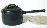 KC64 Matt Black Saucepan and lid (4 quart). Hand Painted.